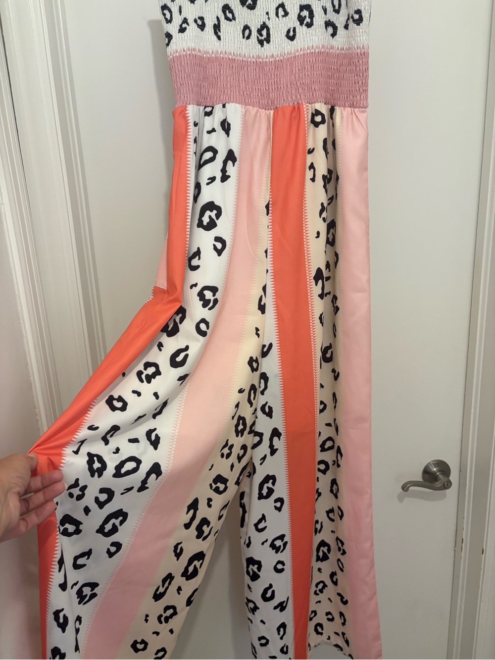 Pink Leopard Patchwork Strapless Jumpsuit - Picture 2 of 5
